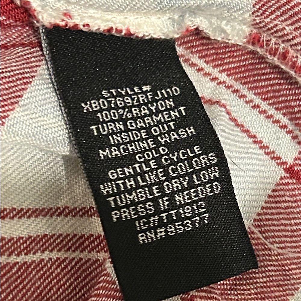 Sanctuary L Red light blue and White Plaid Button-Up rayon casual  Shirt - Picture 5 of 9